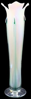 Mynatt White Aurene Art Studio Glass Vase