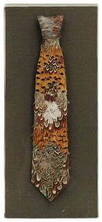 Vintage Pheasant Feather Necktie Framed