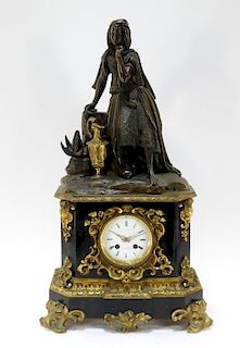French Bronze Ormolu Mantel Clock of Cleopatra