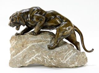 James Andrey Bronze Sculpture of a Roaring Lion