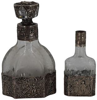 Set of 19th c. Sterling Silver-Mounted Decanters