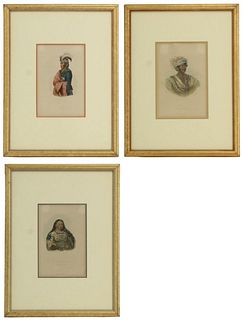 Group of 3 Hand Colored Steel Engravings on Paper