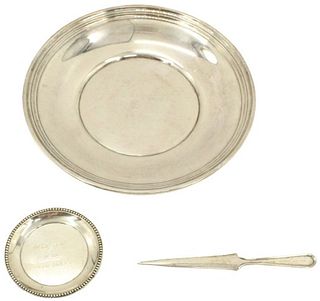 (3) Sterling Pieces Knife / Plate / Trophy 6.6 ozt