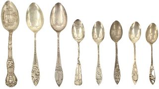 (8) Decorative Sterling Spoons 3.7 ozt