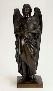 Edouard Quesnel Bronze Sculpture of Archangel