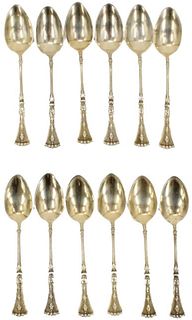 Antique Set (12) French Silver Spoons