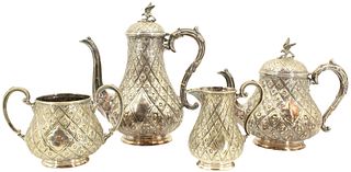 Set of 4 Silver Plated Tea set With Eagle Finial