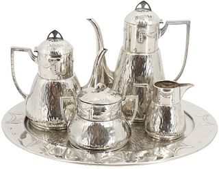 (5) Plata Lappas Silver Plate Tea Set With Tray