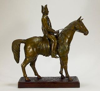 European Bronze Sculpture of Soldier on Horseback