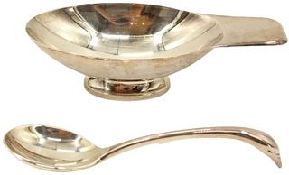 Christofle Silver-Plate Swan Gravy Boat & Spoon