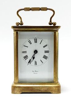 French Le Roy Paris Beveled Glass Carriage Clock