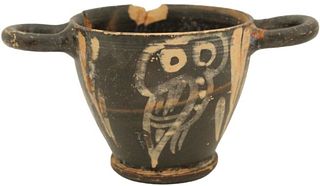 4th Century B.C. Greek Apulian Skyphos with Owl