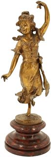 French Gilt Bronze Female Sculpture on Marble Base