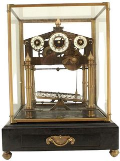 French 20th C Congreve Rolling Ball Bronze Clock