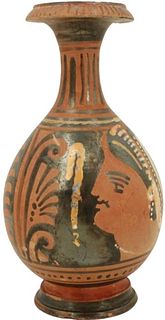 Circa 330 B.C. Apulian Red-Figure Bottle