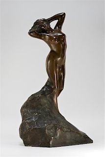 European Art Nouveau Bronze Female Nude Sculpture