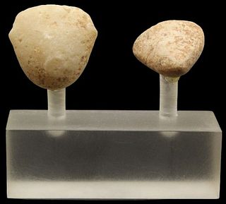 4th Century B.C. Kylia Pair of Marble Idol Heads
