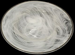 21" White & Clear Shallow Platter