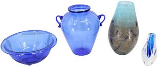 (3) Various Design Vases & 1 Glass Bowl