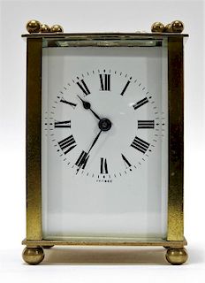French Gilt Brass Carriage Clock w/ Original Box