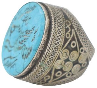 Ancient Mesopatamian Turquoise Stamp Seal Ring