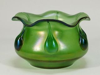 Loetz Vesuvian Iridescent Art Glass Ruffled Bowl