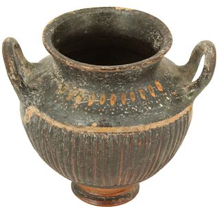 Ancient Greek Ca 450 BC Black-Glaze Pottery Vase