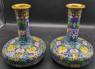 Pair of Chinese Cloisonne Vases W/ Imperial Yellow