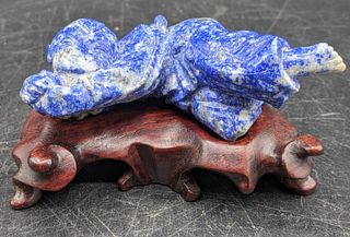 Chinese Lapis Lazuli Figure on Fitted Stand