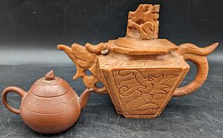 2 Chinese Teapots 1 Ceremonial Terracotta / Stone