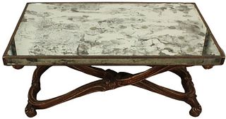 Vintage Italian Mirrored Carved Gilt Wood Table