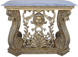 20th Century European Style Marble Top Console
