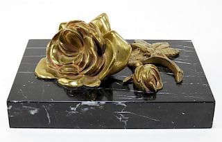 20C. French Gilt Bronze Model of a Rose