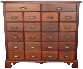 Antique 22 Drawer Walnut Apothecary Catalog Chest