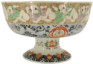 Large Antique Japanese Imari Pedestal Bowl