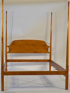 19C. American Tiger Maple Four Post Queen Bed