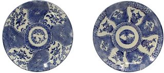 Pair of Japanese Arita Blue and White Plates