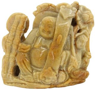 Chinese Carved and Polished Soapstone Buddha