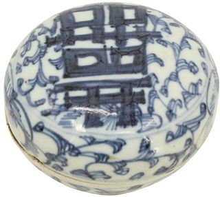 Chinese Blue & White Porcelain Covered Box