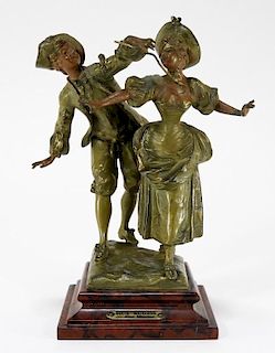 Antique French Miniature Bronze Figure of Children