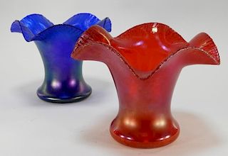 2 German Poschinger Art Nouveau Art Glass Vase