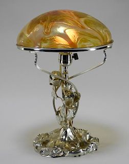Pairpoint Art Nouveau Poppy Art Glass Lamp