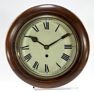 English Mahogany Round Case Single Fusee Clock