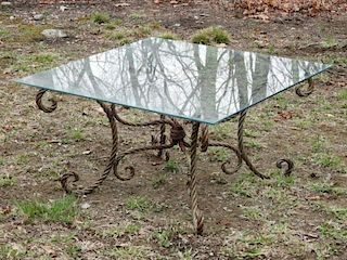 Vintage Wrought Iron Stylized Rope Coffee Table