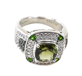 STERLING SILVER WITH EMERALD RING