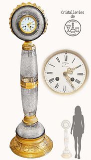 Large Late 19th Century Baccarat Crystal Floor Clock