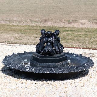 Large American Black Painted Cast-Iron Fountain 