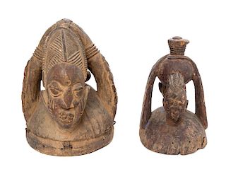 A Collection of Two Yoruba Helmets, NIGERIA,