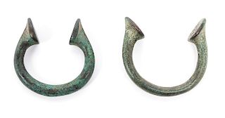 Two Pieces of Metal Manilla Currency, NIGERIA,