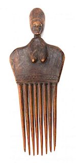 An Akan Wood Comb, GHANA,